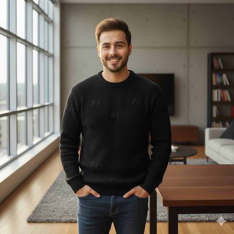 پلیور زاپ دار مشکی مردانه مدلDeta